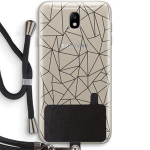 CaseCompany Geometrische lijnen zwart: Samsung Galaxy J7 (2017) Transparant Hoesje met koord