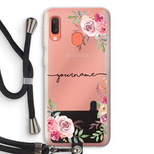 CaseCompany Rozen: Samsung Galaxy A20e Transparant Hoesje met koord