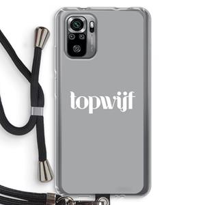 CaseCompany Topwijf Grijs Wit: Xiaomi Redmi Note 10S Transparant Hoesje met koord