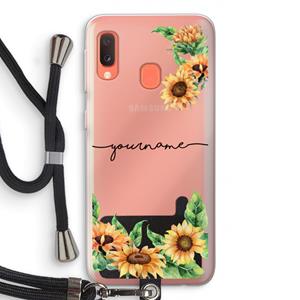 CaseCompany Zonnebloemen: Samsung Galaxy A20e Transparant Hoesje met koord
