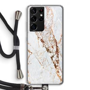 CaseCompany Goud marmer: Samsung Galaxy S21 Ultra Transparant Hoesje met koord