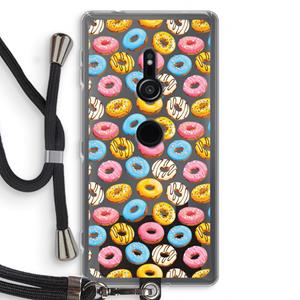CaseCompany Pink donuts: Sony Xperia XZ2 Transparant Hoesje met koord