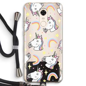 CaseCompany Rainbow Unicorn: Xiaomi Redmi 5 Transparant Hoesje met koord