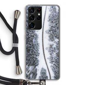 CaseCompany Snøfall: Samsung Galaxy S21 Ultra Transparant Hoesje met koord