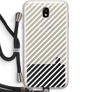 CaseCompany Strepen zwart-wit: Samsung Galaxy J7 (2017) Transparant Hoesje met koord