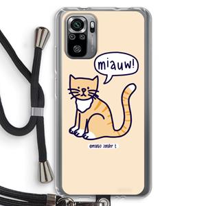 CaseCompany Miauw: Xiaomi Redmi Note 10S Transparant Hoesje met koord