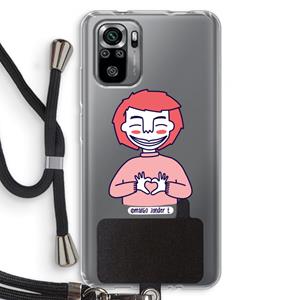 CaseCompany Hartje: Xiaomi Redmi Note 10S Transparant Hoesje met koord