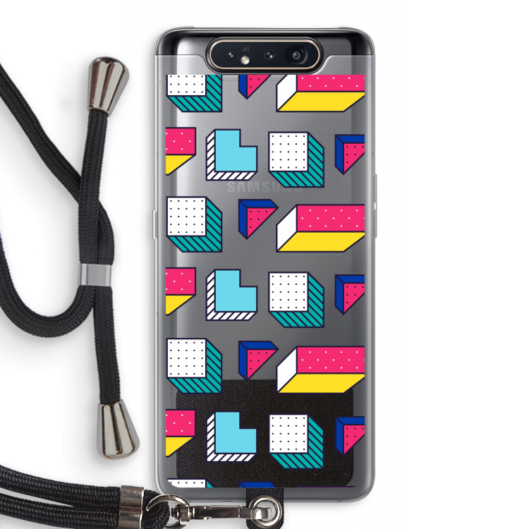 CaseCompany 8-bit N°7: Samsung Galaxy A80 Transparant Hoesje met koord