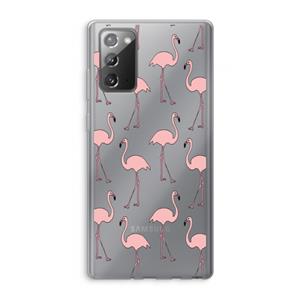 CaseCompany Anything Flamingoes: Samsung Galaxy Note 20 / Note 20 5G Transparant Hoesje