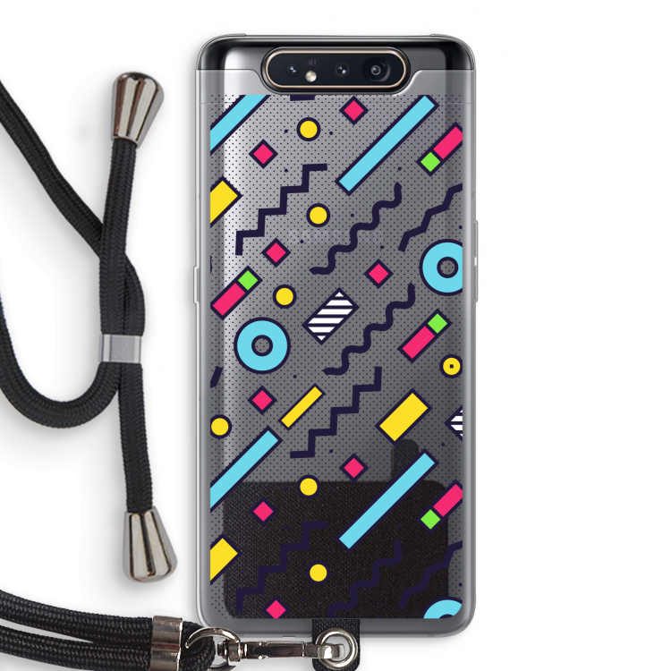 CaseCompany 8-bit N°8: Samsung Galaxy A80 Transparant Hoesje met koord