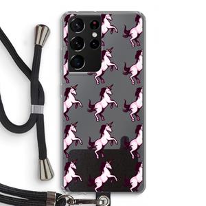 CaseCompany Musketon Unicorn: Samsung Galaxy S21 Ultra Transparant Hoesje met koord