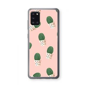 CaseCompany Cactusprint roze: Samsung Galaxy A31 Transparant Hoesje