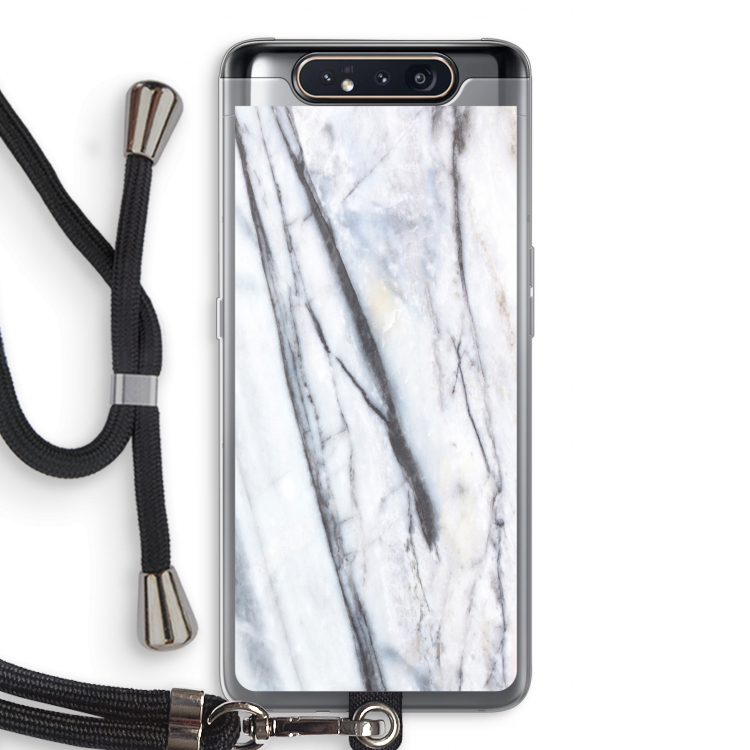 CaseCompany Gestreepte marmer: Samsung Galaxy A80 Transparant Hoesje met koord