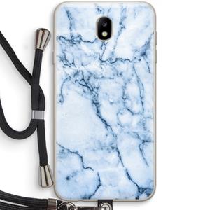 CaseCompany Blauw marmer: Samsung Galaxy J7 (2017) Transparant Hoesje met koord