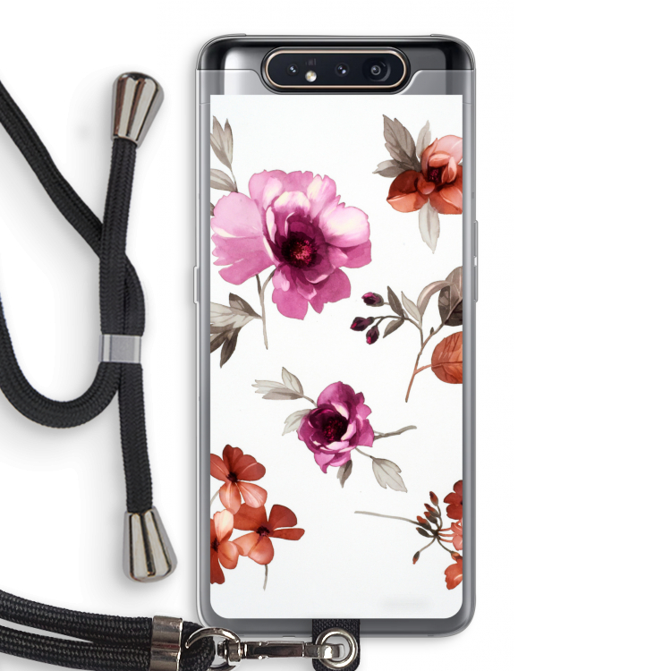 CaseCompany Geschilderde bloemen: Samsung Galaxy A80 Transparant Hoesje met koord