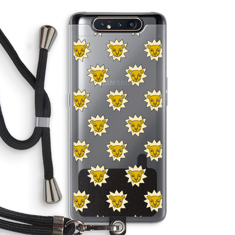 CaseCompany Leeuwenkoppen: Samsung Galaxy A80 Transparant Hoesje met koord