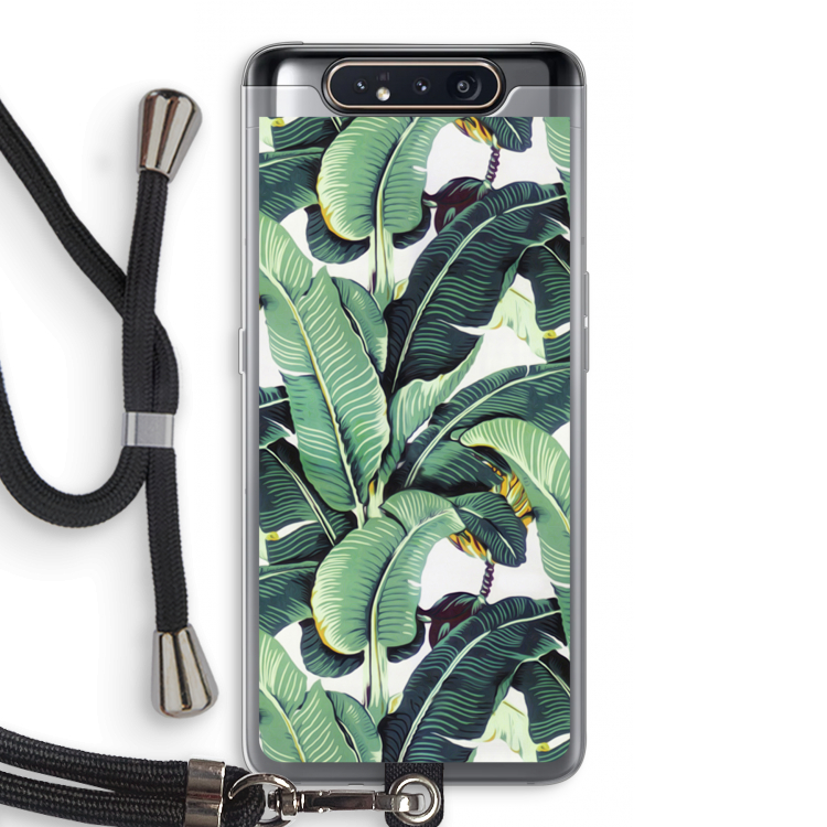 CaseCompany Bananenbladeren: Samsung Galaxy A80 Transparant Hoesje met koord