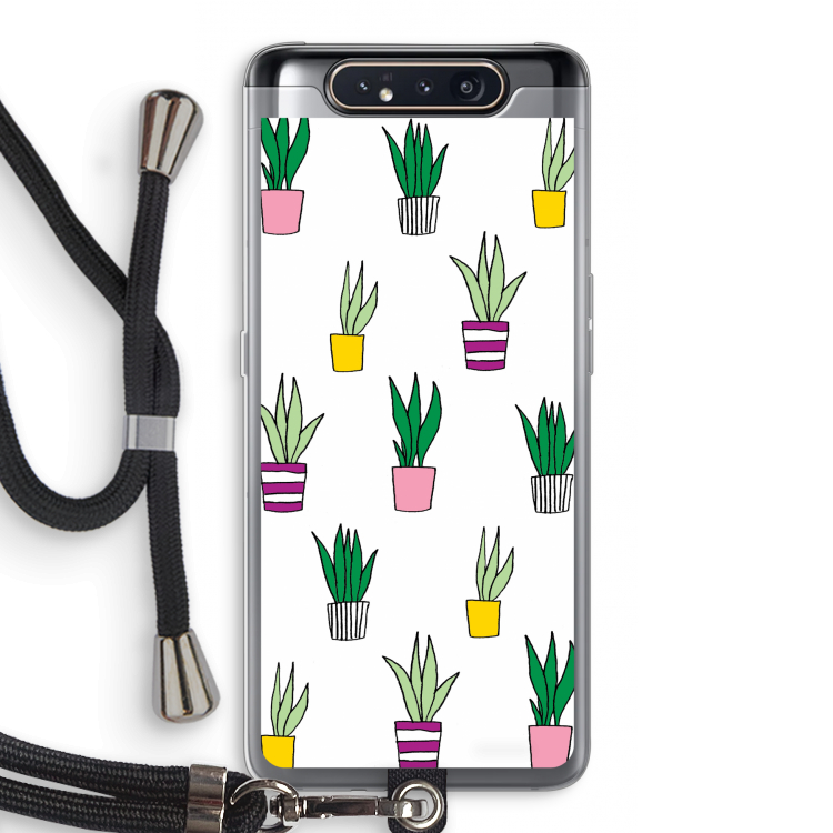CaseCompany Sanseveria: Samsung Galaxy A80 Transparant Hoesje met koord