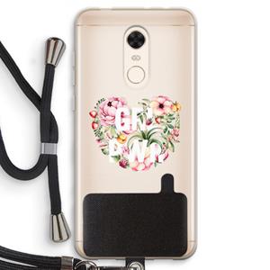 CaseCompany GRL PWR Flower: Xiaomi Redmi 5 Transparant Hoesje met koord