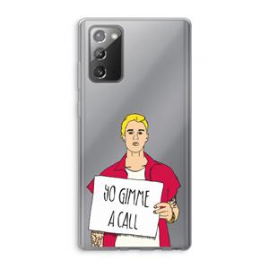 CaseCompany Gimme a call: Samsung Galaxy Note 20 / Note 20 5G Transparant Hoesje