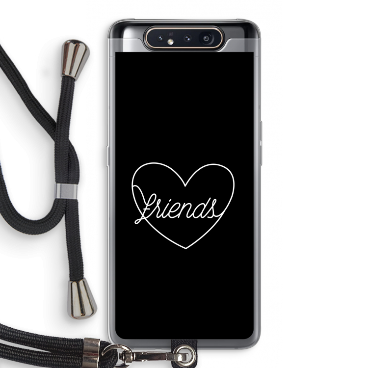 CaseCompany Friends heart black: Samsung Galaxy A80 Transparant Hoesje met koord