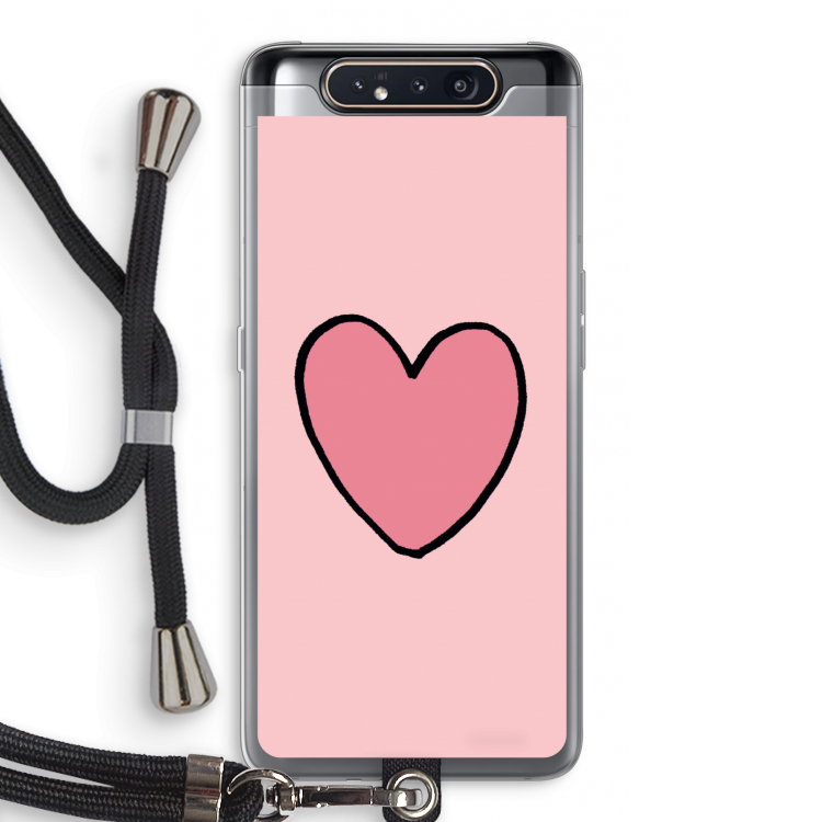 CaseCompany Hartje: Samsung Galaxy A80 Transparant Hoesje met koord
