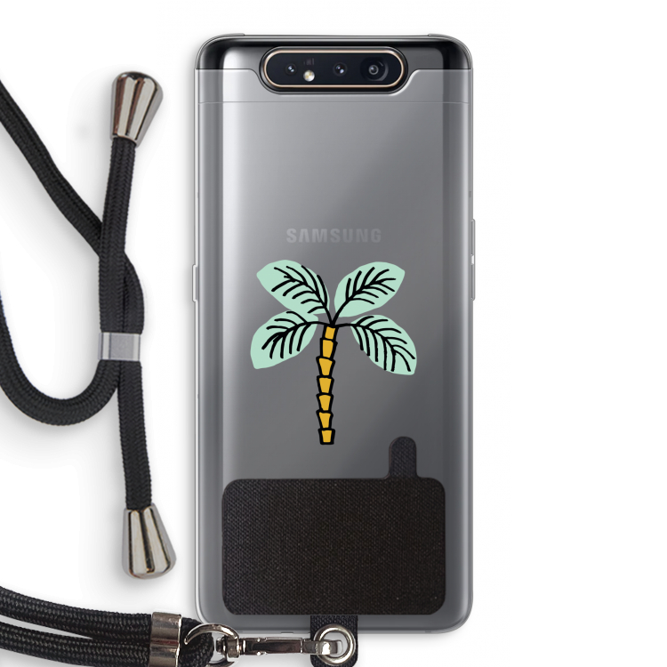 CaseCompany Palmboom: Samsung Galaxy A80 Transparant Hoesje met koord