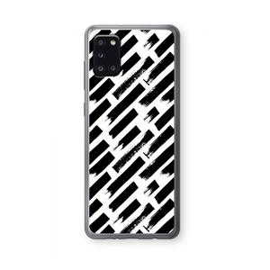 CaseCompany Zwarte vegen: Samsung Galaxy A31 Transparant Hoesje