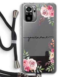CaseCompany Rozen: Xiaomi Redmi Note 10S Transparant Hoesje met koord
