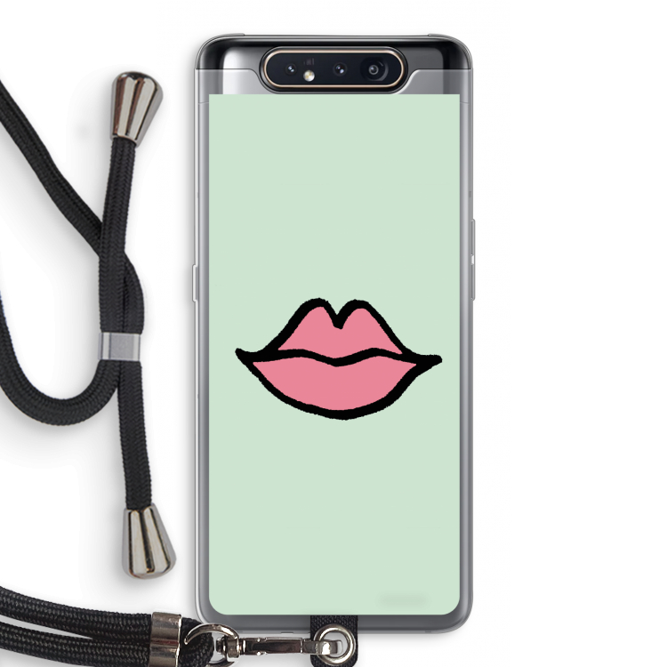 CaseCompany Kusje: Samsung Galaxy A80 Transparant Hoesje met koord