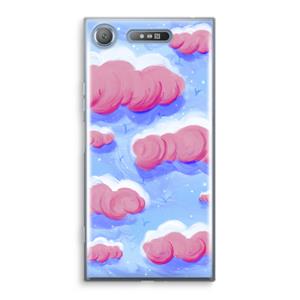 CaseCompany Roze wolken met vogels: Sony Xperia XZ1 Transparant Hoesje