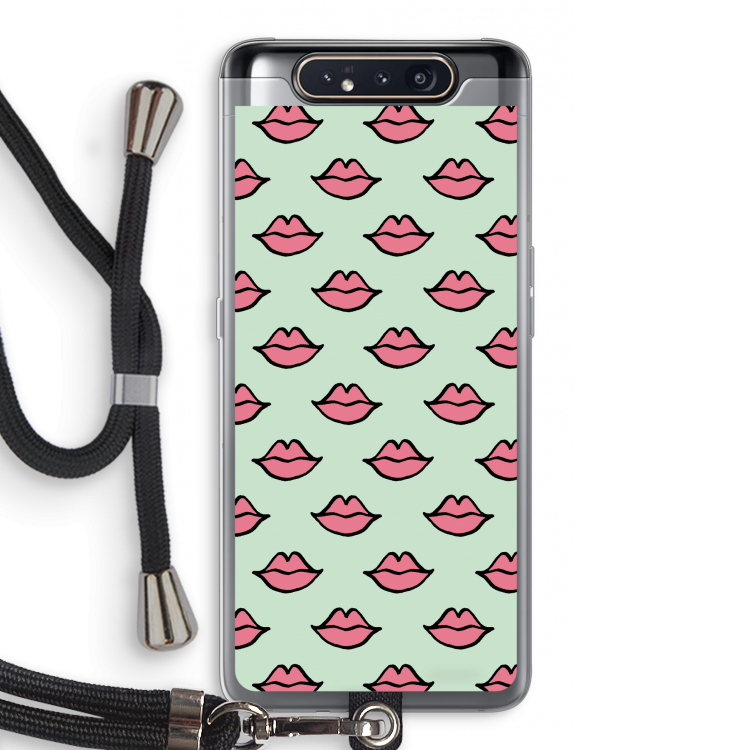 CaseCompany Lipjes: Samsung Galaxy A80 Transparant Hoesje met koord