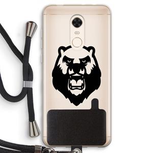CaseCompany Angry Bear (black): Xiaomi Redmi 5 Transparant Hoesje met koord