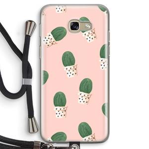 CaseCompany Cactusprint roze: Samsung Galaxy A5 (2017) Transparant Hoesje met koord