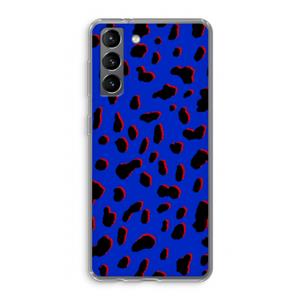 CaseCompany Blue Leopard: Samsung Galaxy S21 Transparant Hoesje