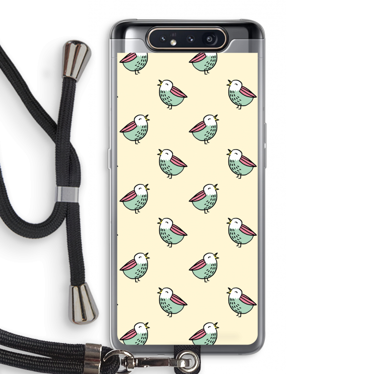 CaseCompany Vogeltjes: Samsung Galaxy A80 Transparant Hoesje met koord