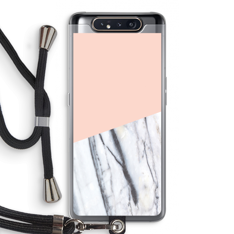 CaseCompany A touch of peach: Samsung Galaxy A80 Transparant Hoesje met koord