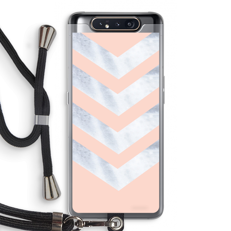CaseCompany Marmeren pijlen: Samsung Galaxy A80 Transparant Hoesje met koord