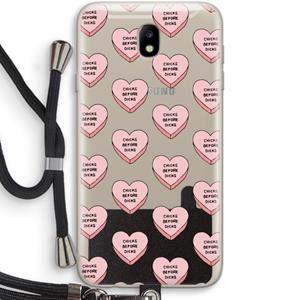 CaseCompany Chicks before dicks: Samsung Galaxy J7 (2017) Transparant Hoesje met koord