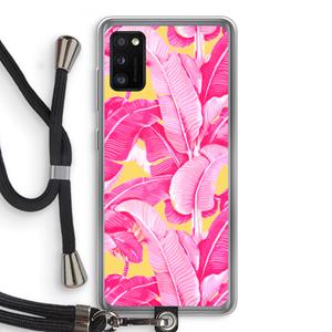 CaseCompany Pink Banana: Samsung Galaxy A41 Transparant Hoesje met koord