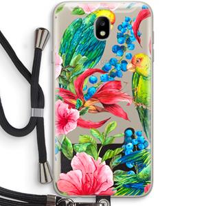 CaseCompany Papegaaien: Samsung Galaxy J7 (2017) Transparant Hoesje met koord