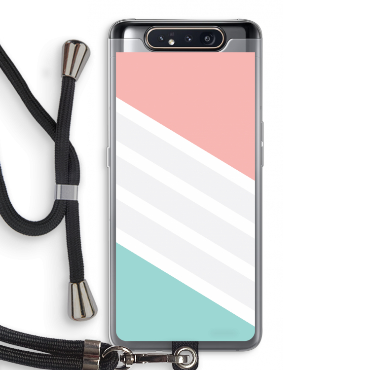 CaseCompany Strepen pastel: Samsung Galaxy A80 Transparant Hoesje met koord