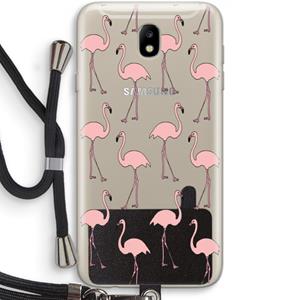 CaseCompany Anything Flamingoes: Samsung Galaxy J7 (2017) Transparant Hoesje met koord
