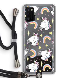 CaseCompany Rainbow Unicorn: Samsung Galaxy A41 Transparant Hoesje met koord