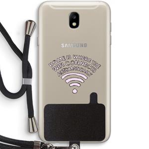CaseCompany Home Is Where The Wifi Is: Samsung Galaxy J7 (2017) Transparant Hoesje met koord