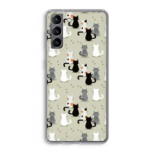 CaseCompany Katten: Samsung Galaxy S21 Transparant Hoesje