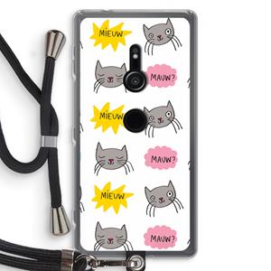CaseCompany Meow: Sony Xperia XZ2 Transparant Hoesje met koord