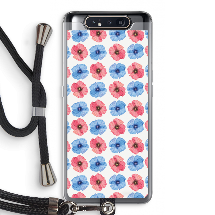 CaseCompany Klaproosjes: Samsung Galaxy A80 Transparant Hoesje met koord