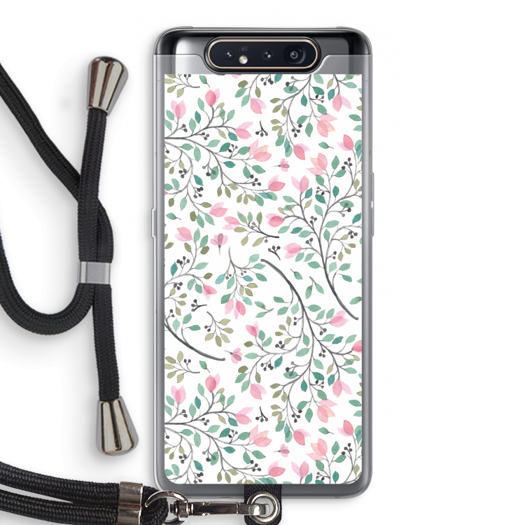 CaseCompany Sierlijke bloemen: Samsung Galaxy A80 Transparant Hoesje met koord