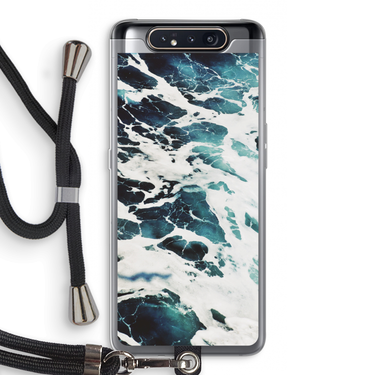 CaseCompany Golven: Samsung Galaxy A80 Transparant Hoesje met koord